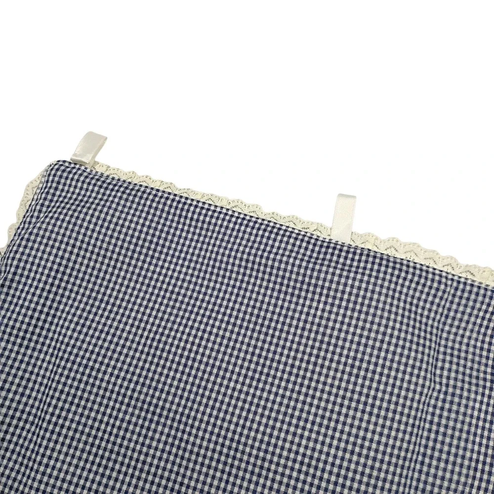 Vintage Handmade Blue & Red Gingham Baby‎ 8 Pocket Wall Organizer Heart 80s